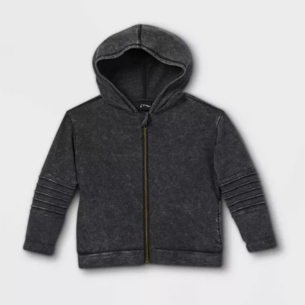 Boys Black Zippered Hoodie